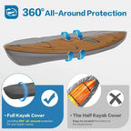 600D Kayak Cover: Upgraded Zipper Closure Waterproof Canoe Outdoor Storage Bag, Heavy Duty UV Protection Dust Paddle Board Cover for Fishing Boat