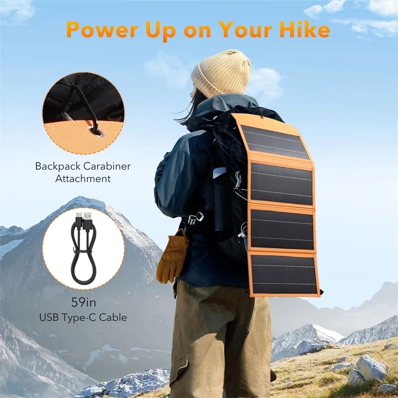 1*30W Foldable Solar Panel with 1*10000mAh Solar Power Bank