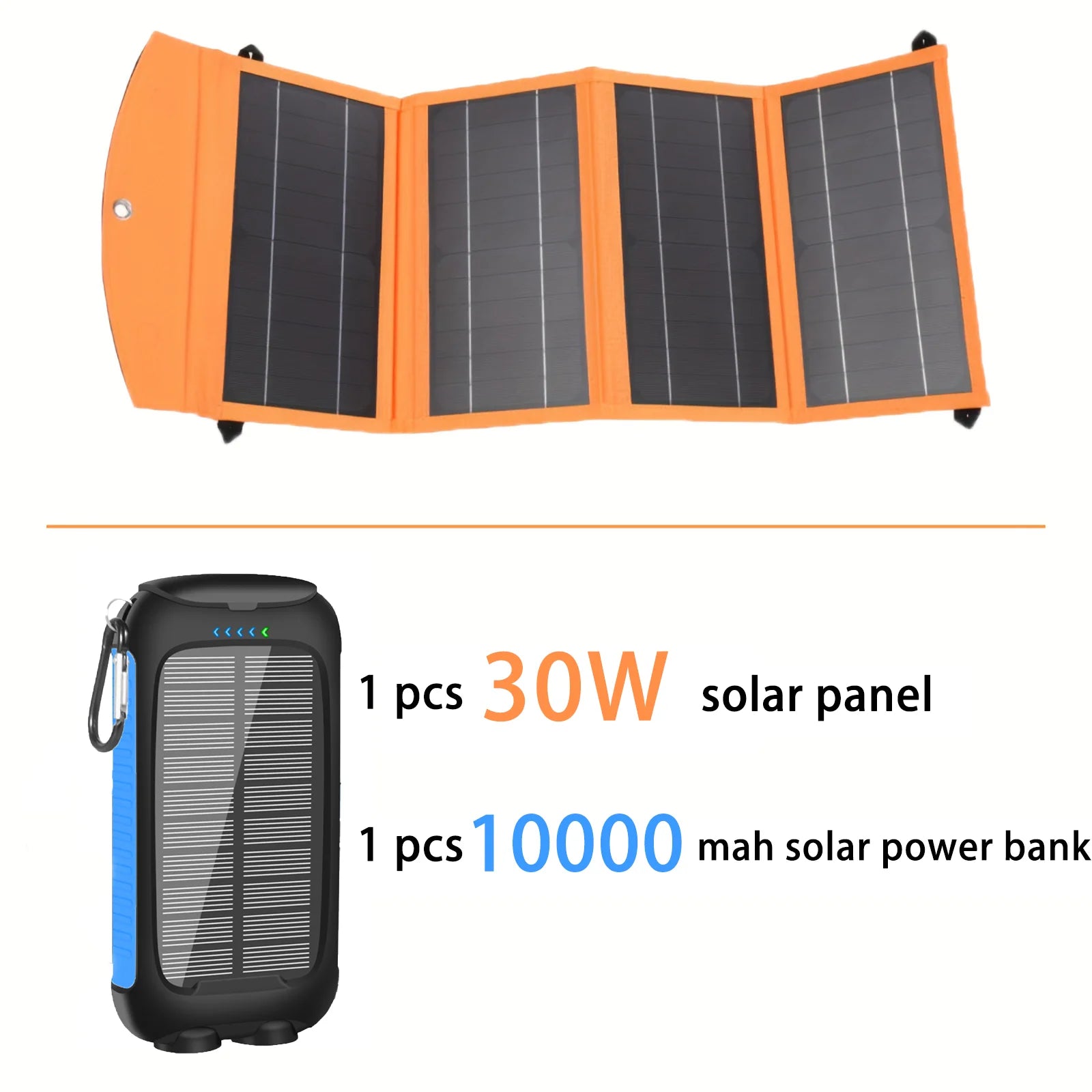 1*30W Foldable Solar Panel with 1*10000mAh Solar Power Bank