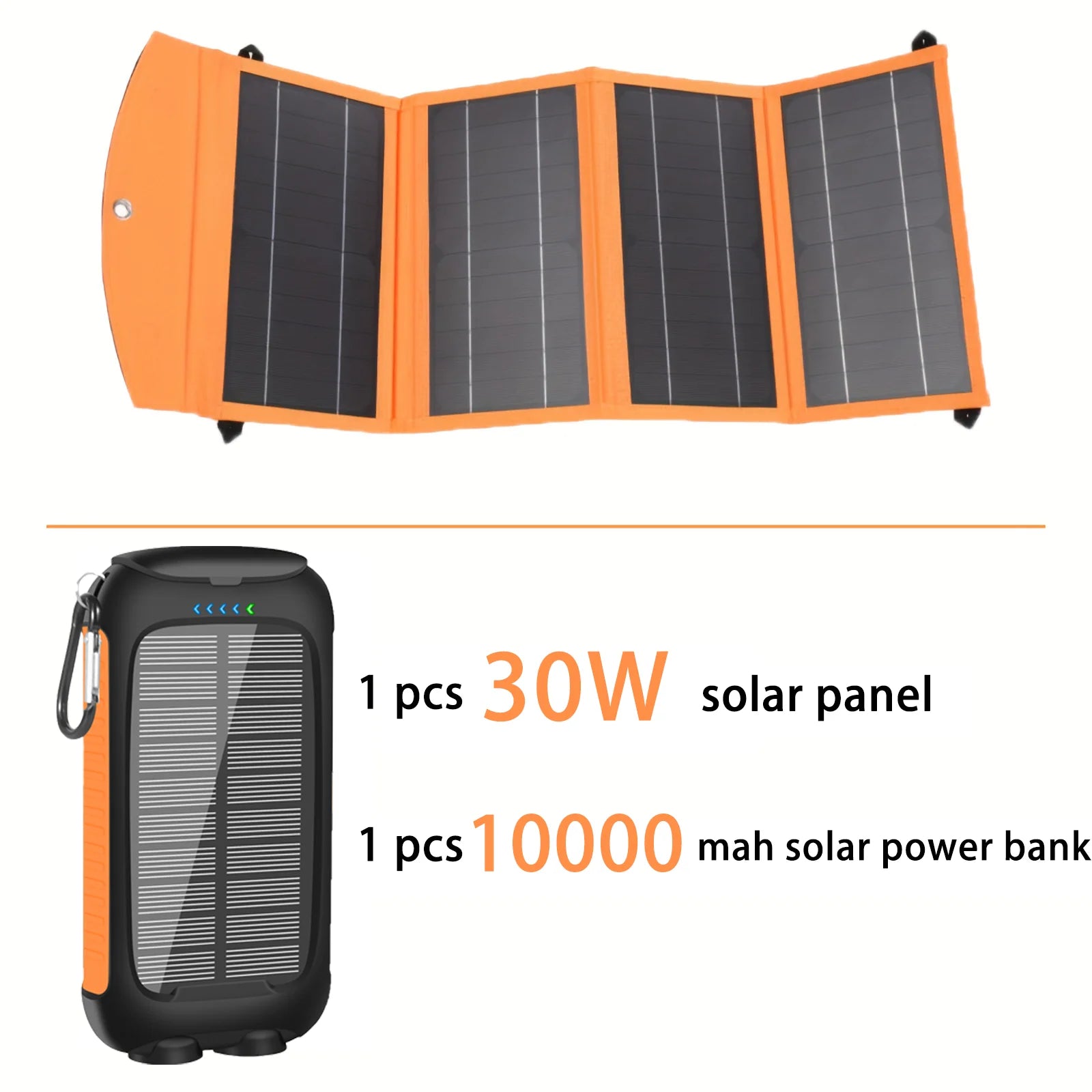 1*30W Foldable Solar Panel with 1*10000mAh Solar Power Bank