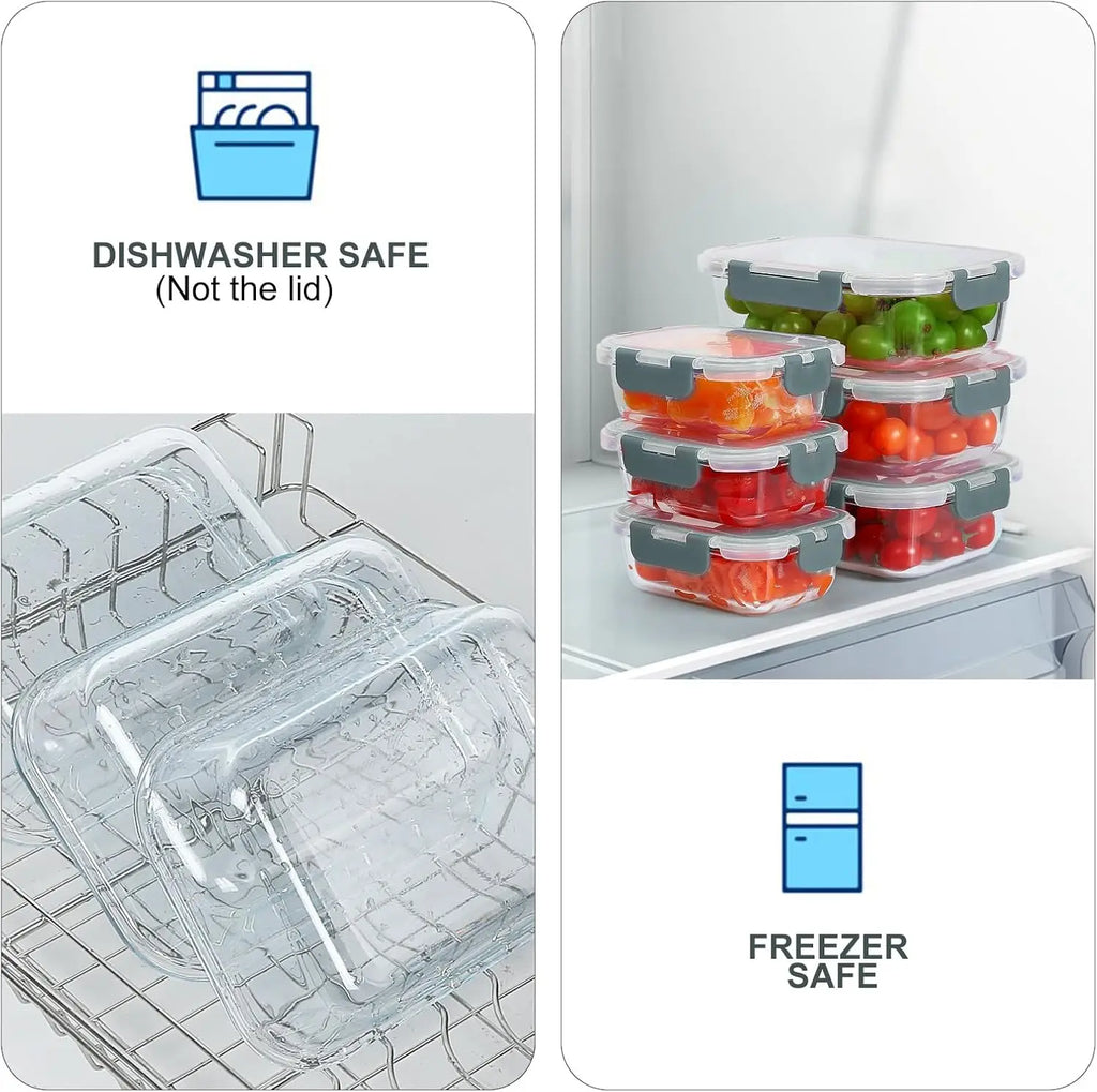 10-Pack Glass Food Storage Containers with Lids