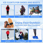 Ice Cleats Crampons with Tungsten Studs for Shoes and Boots, Easy Rotate Grippers