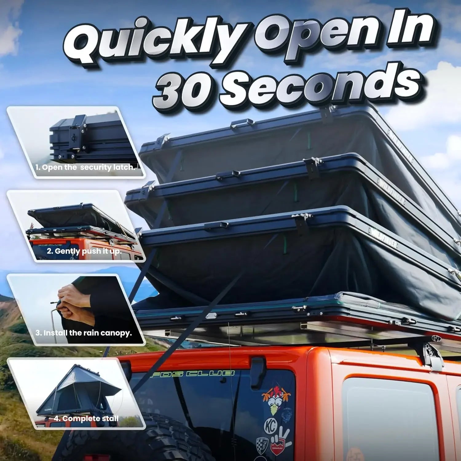 Modern 2 - 3 Person Roof Top Hard Shell Tent