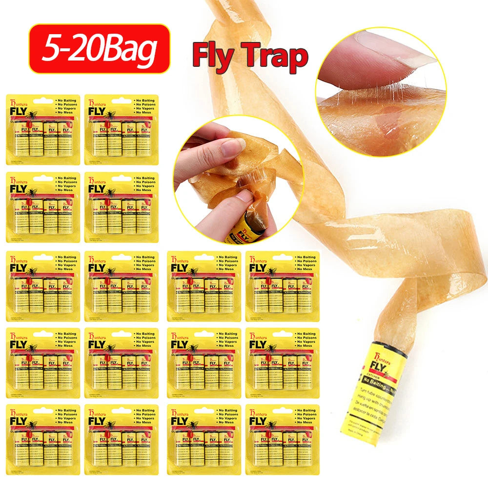 Sticky Trap Disposable Fly Trap Paper Strip Pest Control Sticky Glue Paper Non-Toxic Easy To Use Indoor Outdoor Use