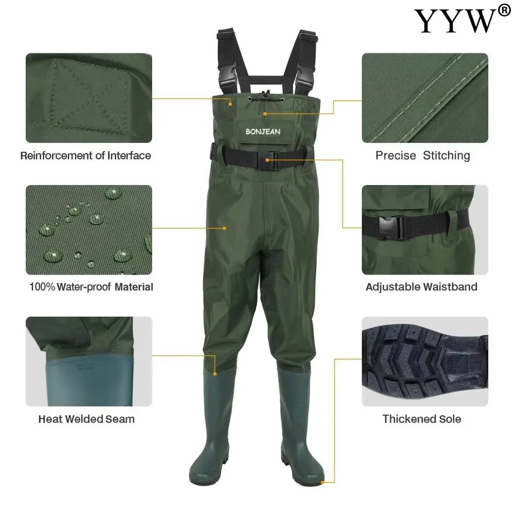 Waterproof Chest-Length Waders With Boots