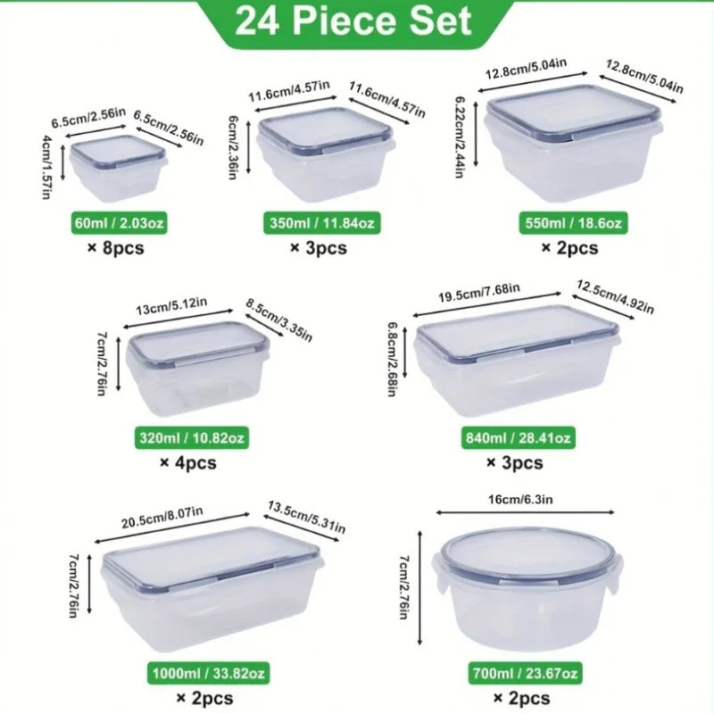48Pcs BPA-Free Food Storage Set Containers & Lids with Labels