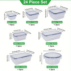 48Pcs BPA-Free Food Storage Set Containers & Lids with Labels