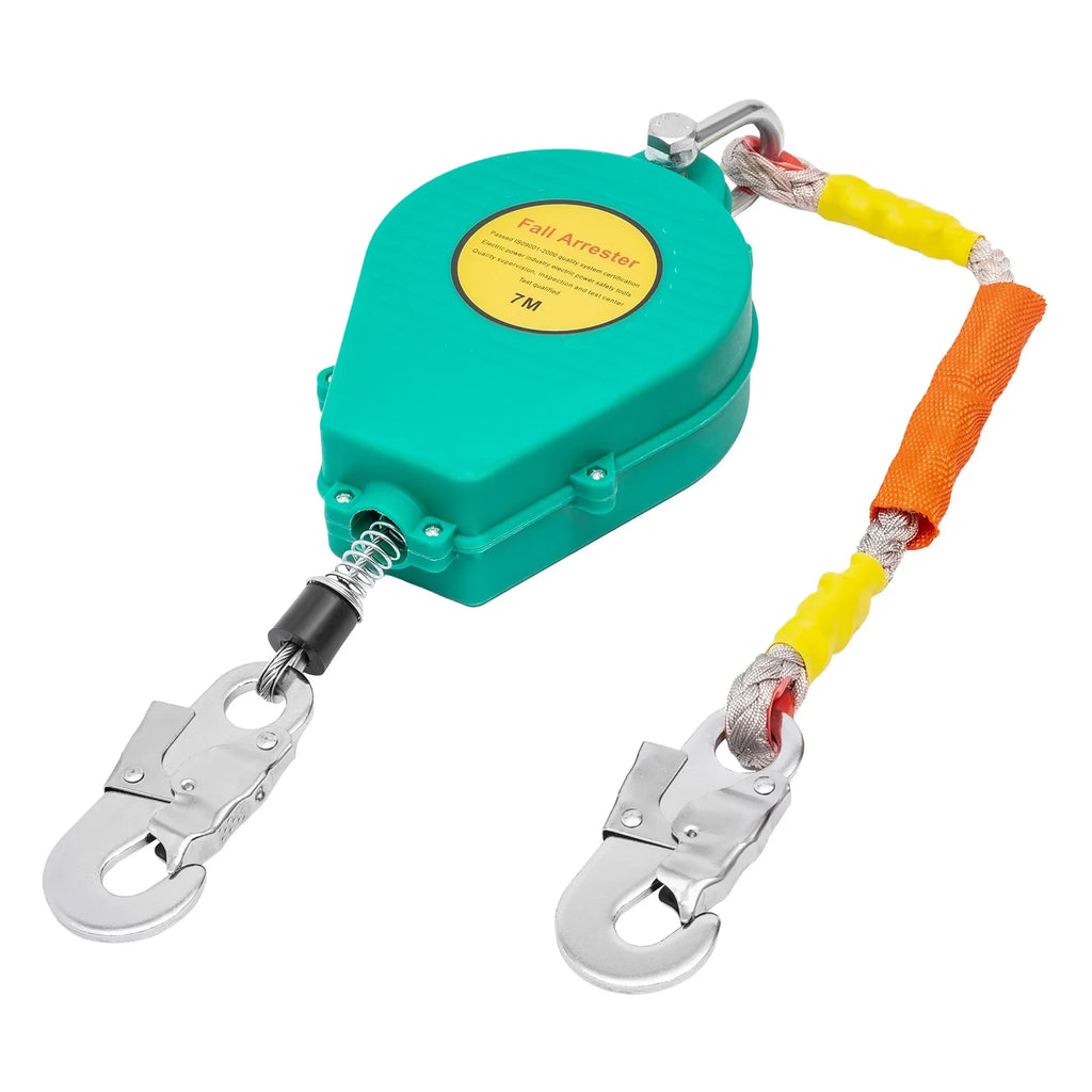 330 lb Self-Retracting Safety Lifeline, With Metal Steel Hook and Steel Wire Rope