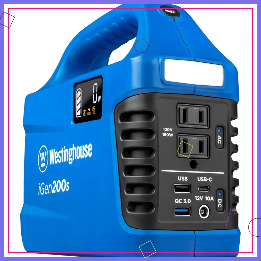 Portable Power Station 194Wh, 300W Peak, Solar Generator for Camping, Home & Travel - AC Outlets, USB-C, Quick Charge
300W Solar Portable Power Station