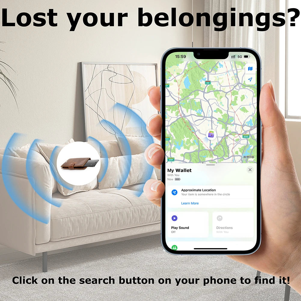 Wireless Charging Tracking Card Waterproof Ultra-thin Wallet Tracker