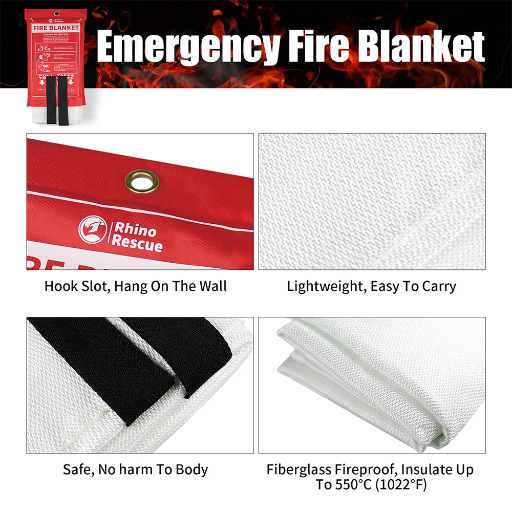 RHINO RESCUE Fire Blanket, 40''×40''