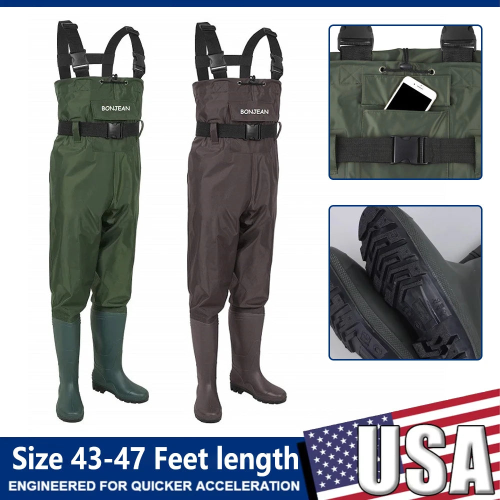 Waterproof Chest-Length Waders With Boots