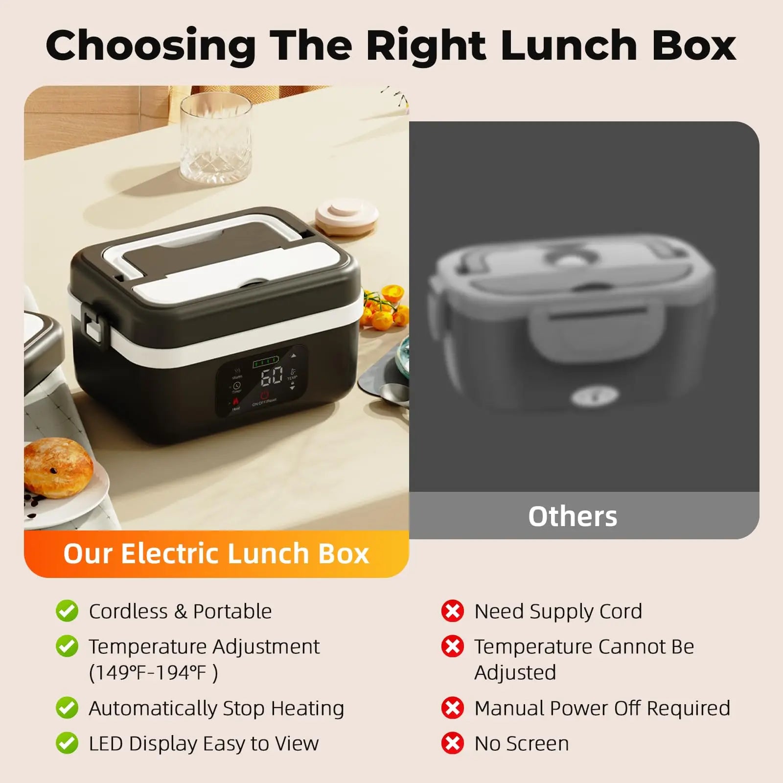 Wireless Electric Insulated Stainless Steel  Lunch Box