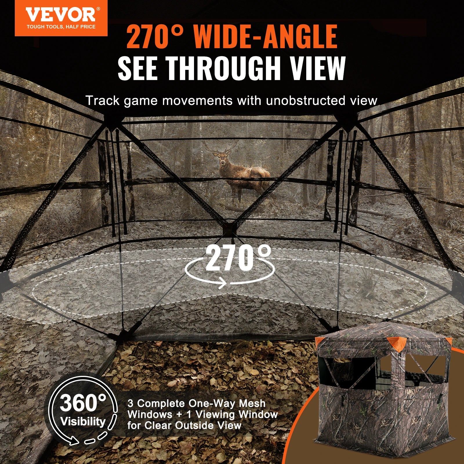 SucceBuy Hunting Blind  270° See Through Ground Blind 1-2 Person