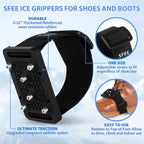 Ice Cleats Crampons with Tungsten Studs for Shoes and Boots, Easy Rotate Grippers