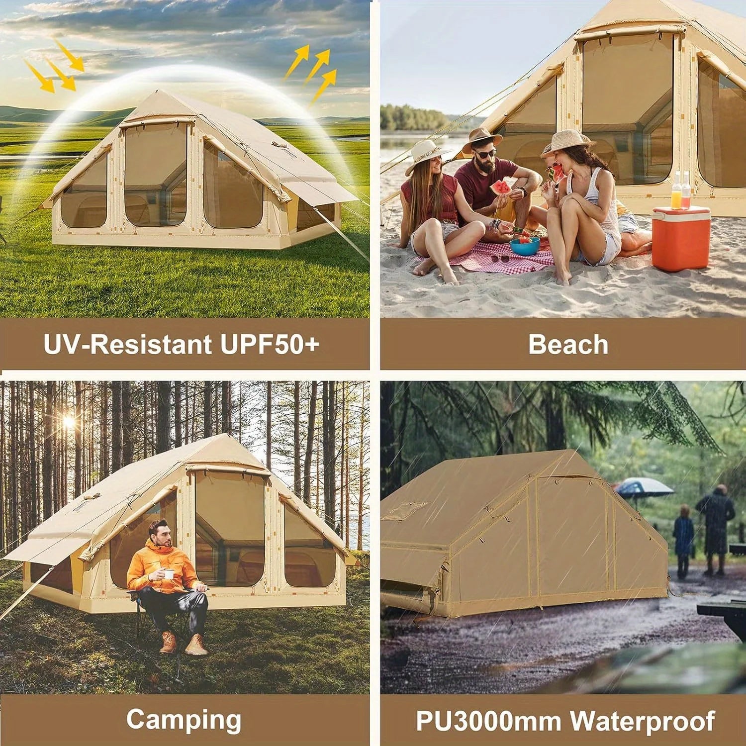 Large Oxford Cloth Inflatable Tent With Chimney And Skylight