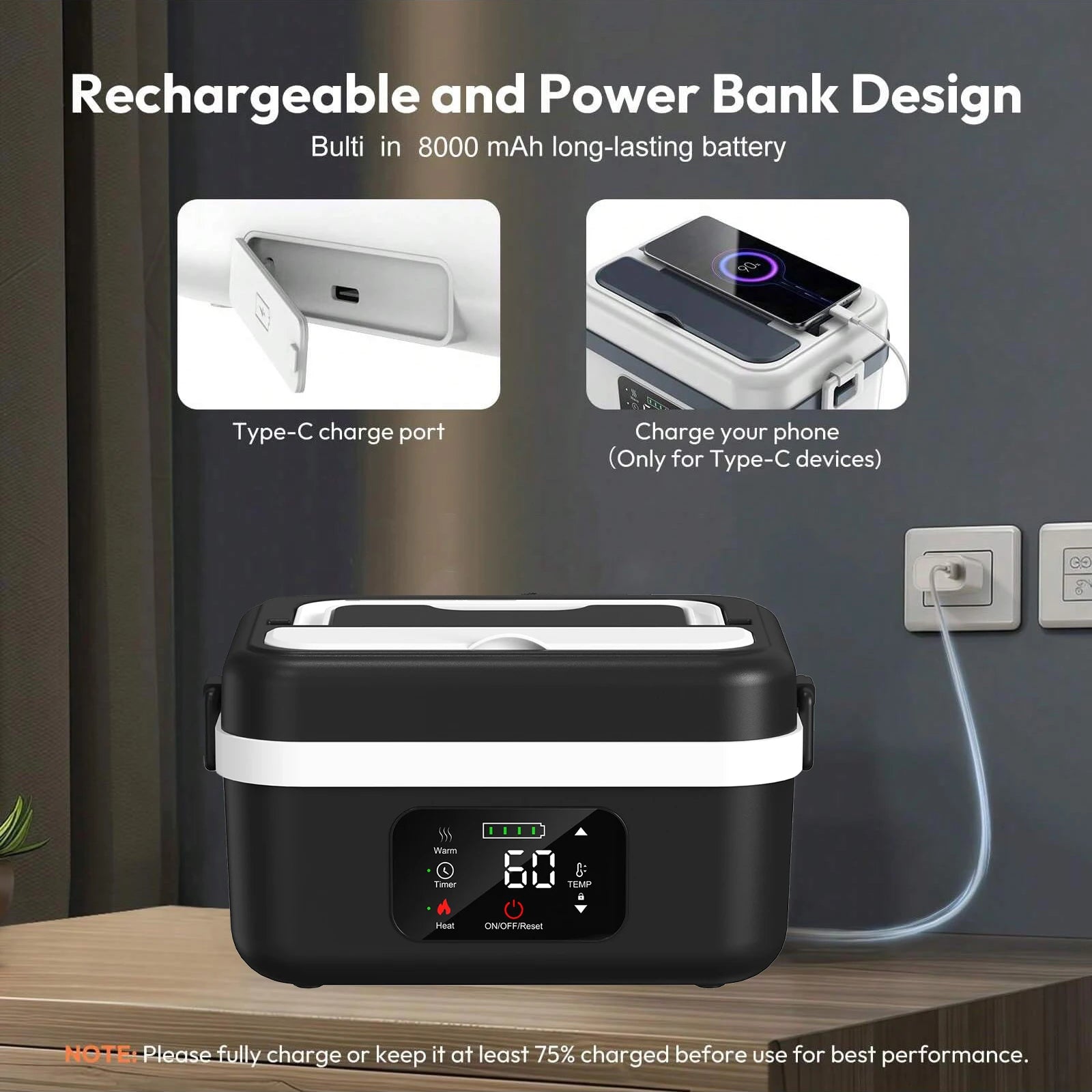 Wireless Electric Insulated Stainless Steel  Lunch Box