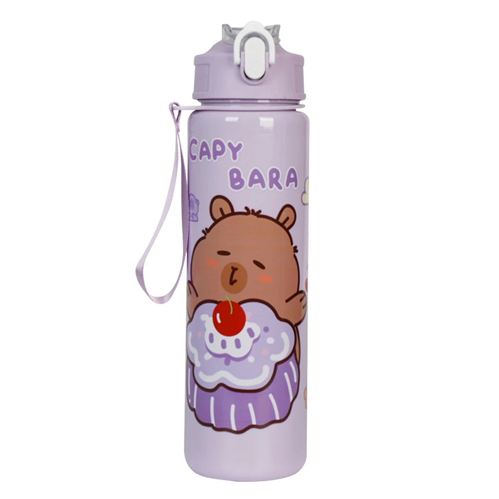 700ml Capybara Cute Water Cup with Straw & Handle for Fitness Sports