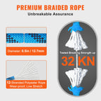 VEVOR 12.7mm Static Climbing Rope  w/ Steel Snap Hooks