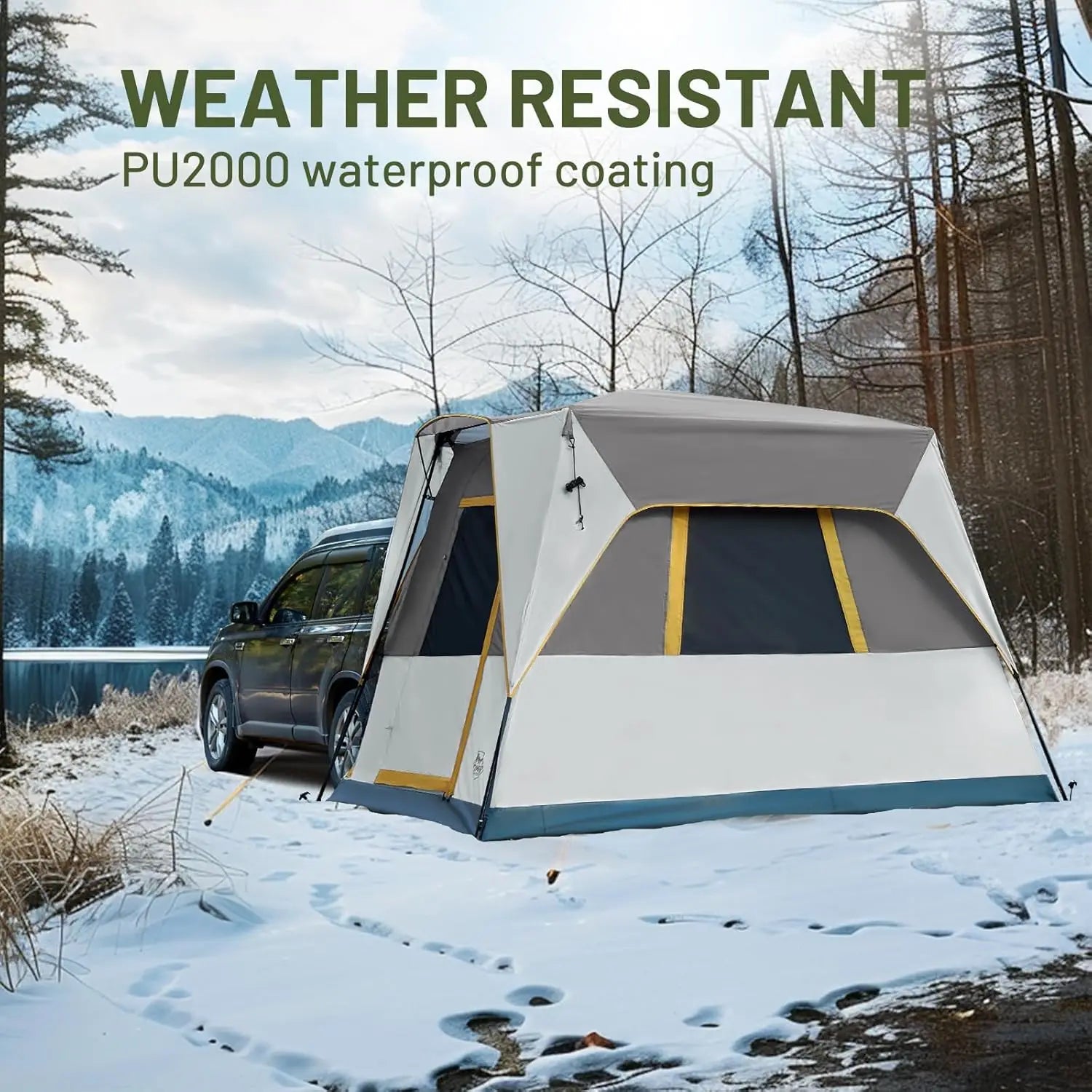5-Person SUV Tent with Rainfly - Waterproof, Spacious 10'x8' Design for Car Camping & Standalone Use