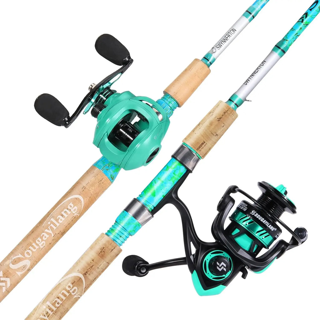 5'6" Graphite & Fiberglass Fishing Rod Combo with Quickset Anti-Reverse Reel