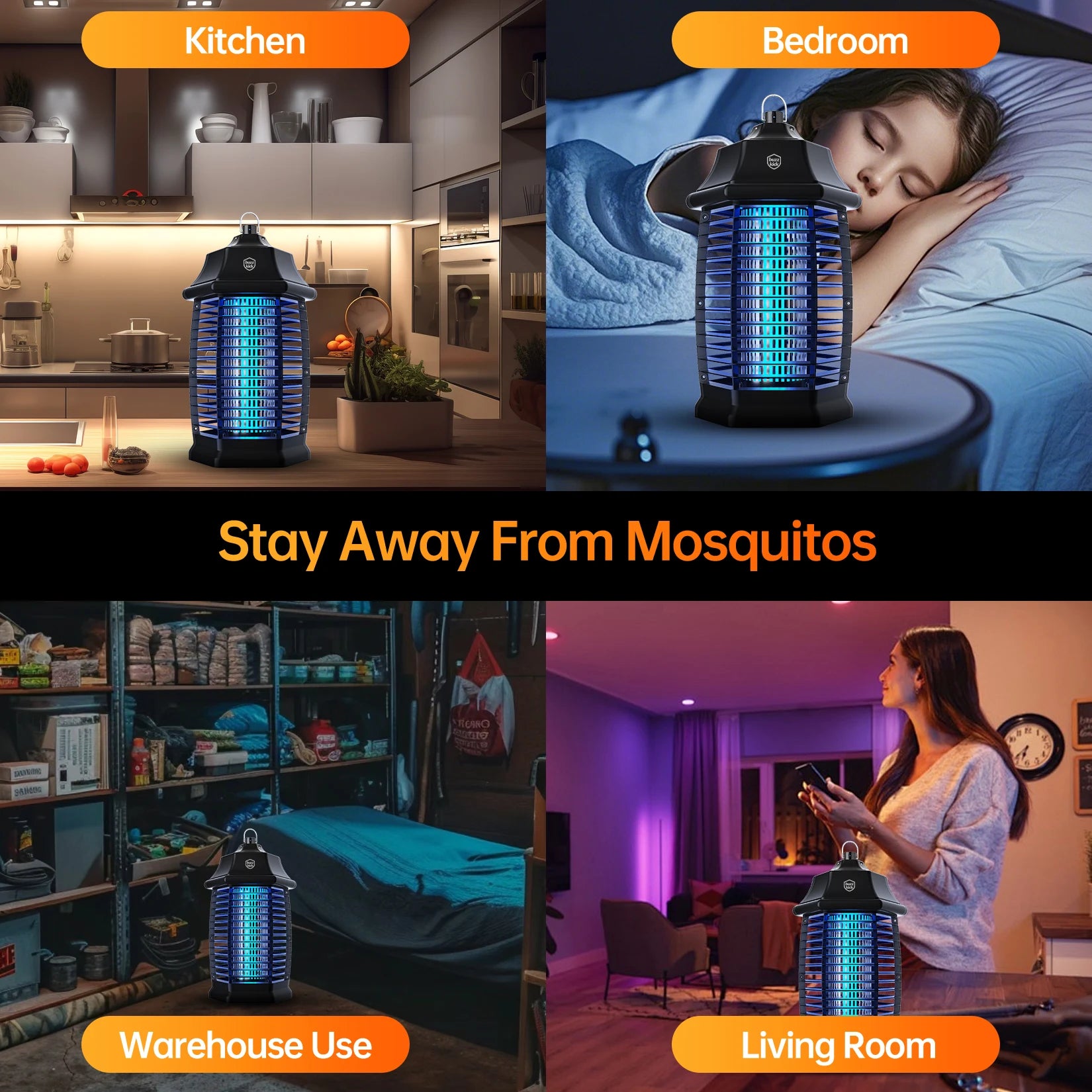 Electric Bug Zapper,Indoor Insect Killer with Switch Waterproof MosqMosquito  Repellent Outdoor, Fly Traps for Backyard Patio