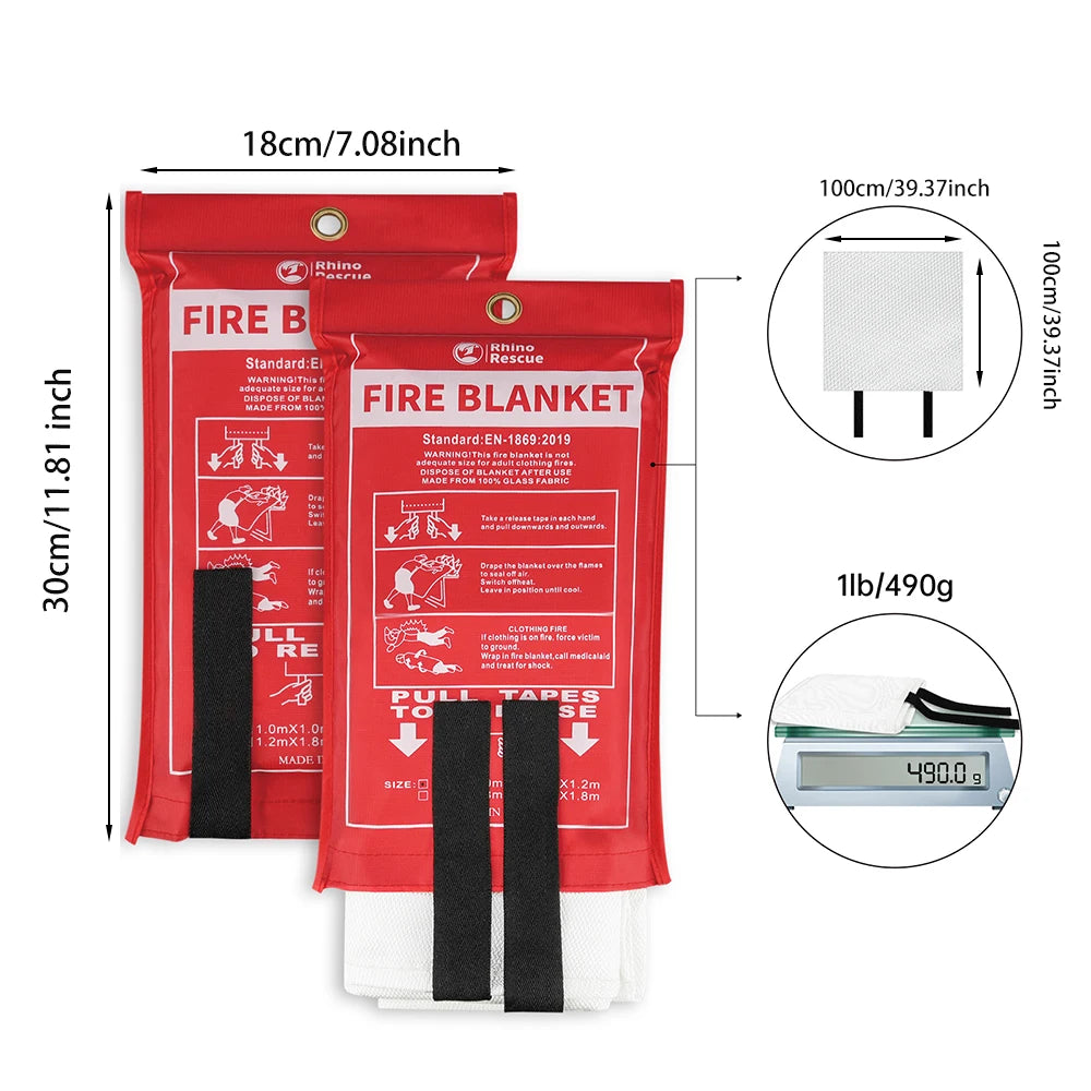 RHINO RESCUE Fire Blanket, 40''×40''
