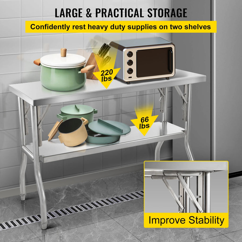 Professional SucceBuy Single/Double-Shelf Work Prep Table