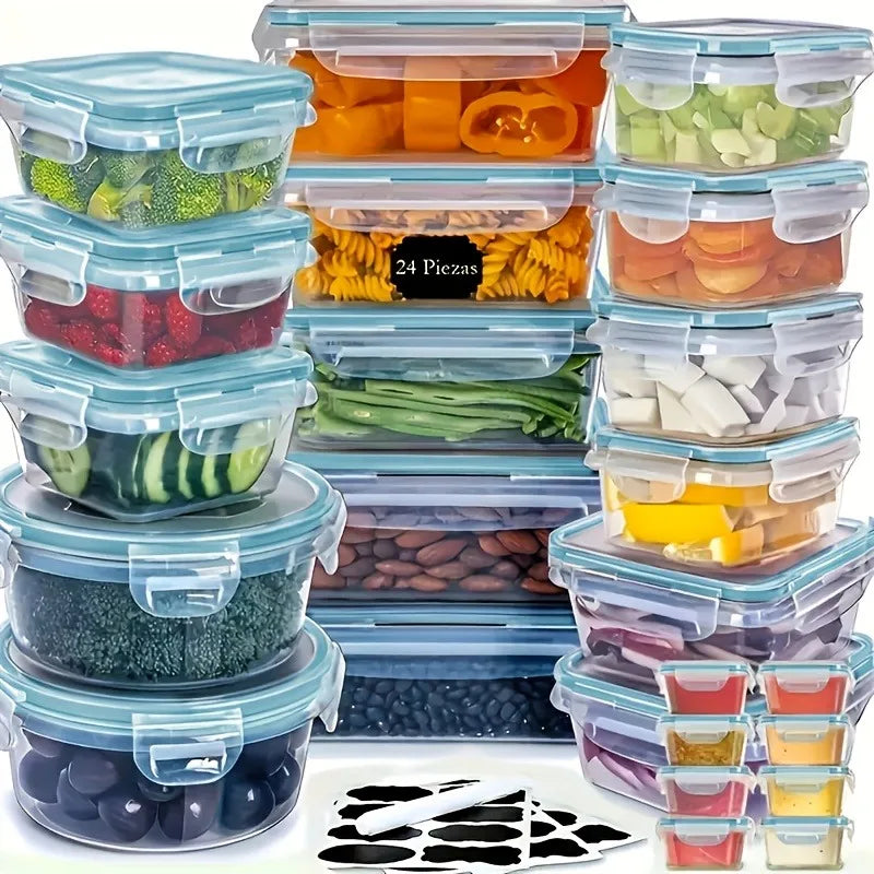 48Pcs BPA-Free Food Storage Set Containers & Lids with Labels