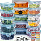 48Pcs BPA-Free Food Storage Set Containers & Lids with Labels