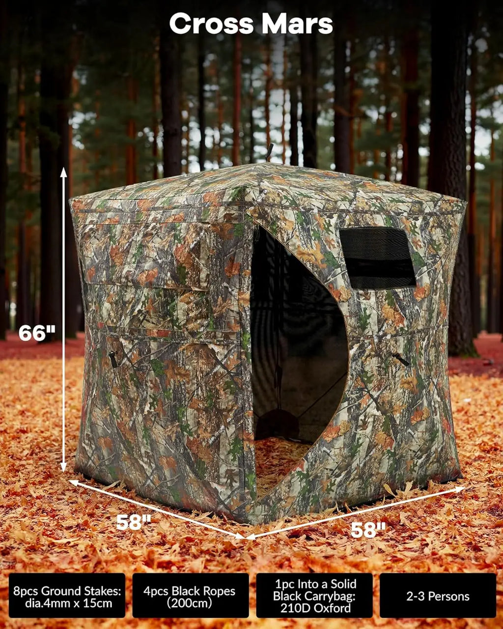 Outdoor Hunting Pop Up Ground Blinds for 4-6 People