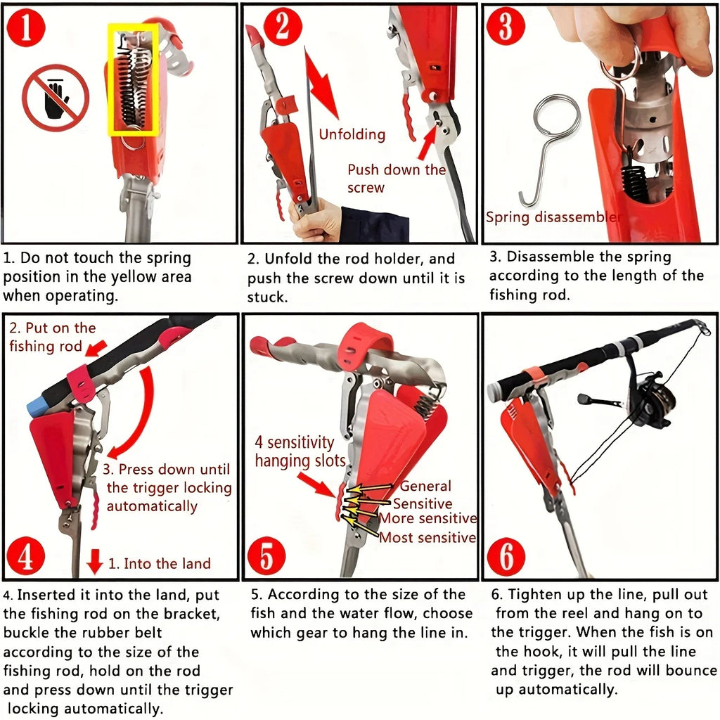 Automatic Spring Stainless Steel Fishing Rod Holder