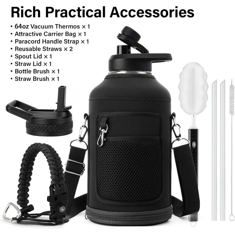 Insulated Water Bottle Thickened Stainless Steel Vacuum Design, BPA-Free