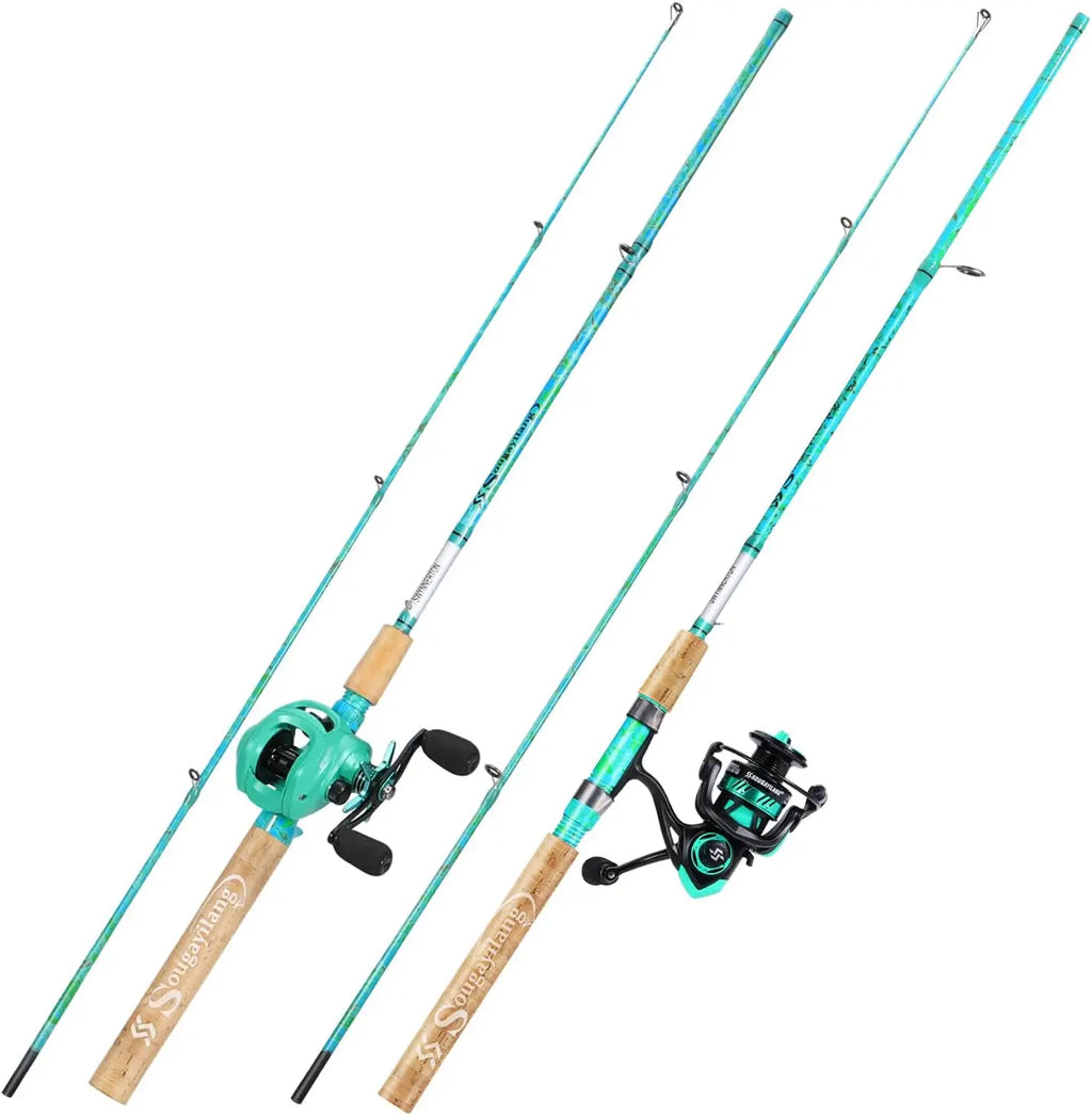 5'6" Graphite & Fiberglass Fishing Rod Combo with Quickset Anti-Reverse Reel