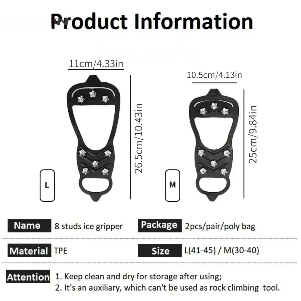 8 Teeth Ice Gripper Spike for Shoes Anti-Slip