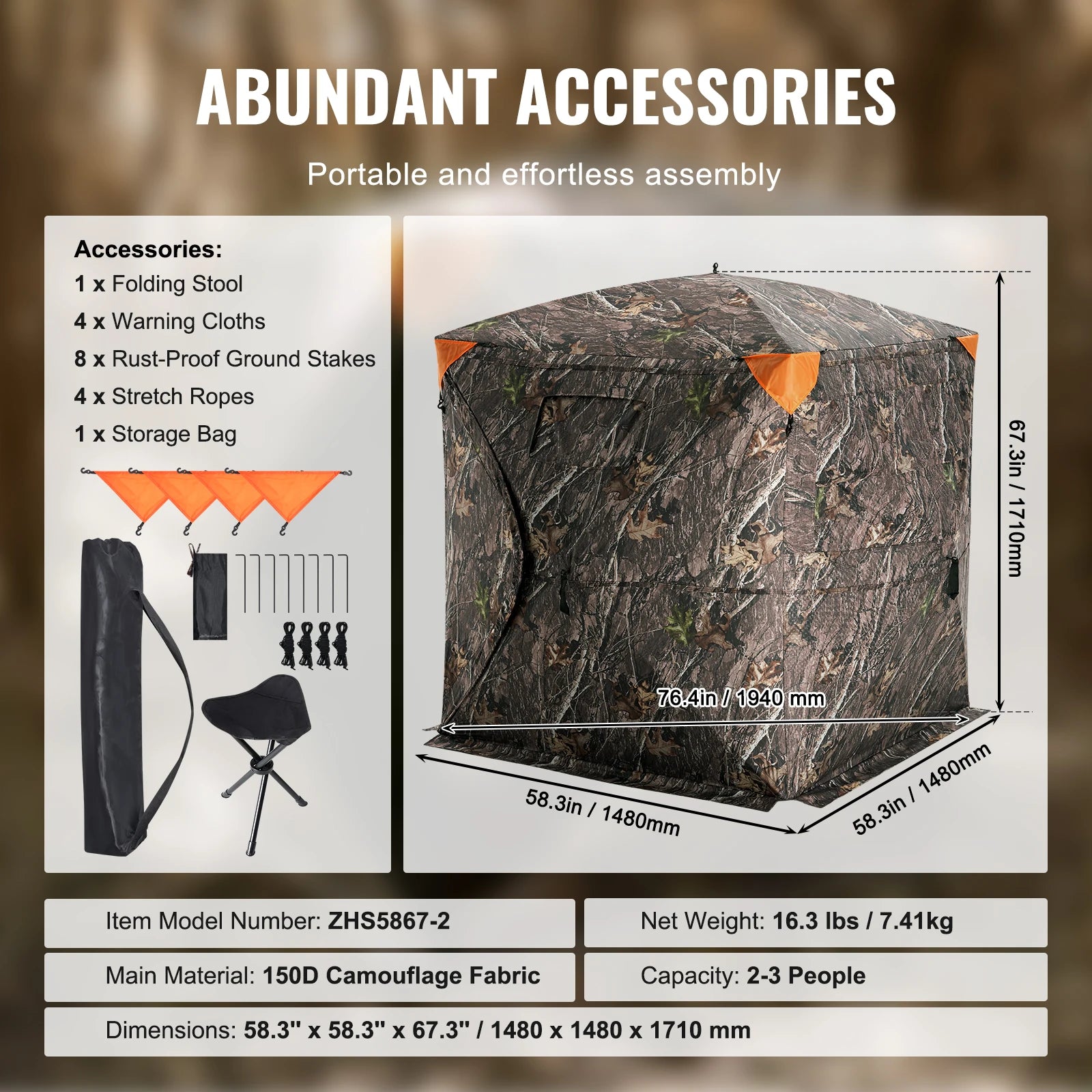 SucceBuy Hunting Blind  270° See Through Ground Blind 1-2 Person