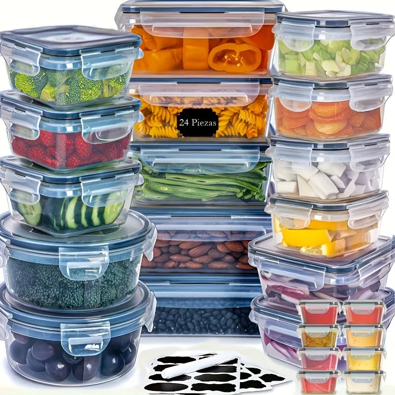 48Pcs BPA-Free Food Storage Set Containers & Lids with Labels