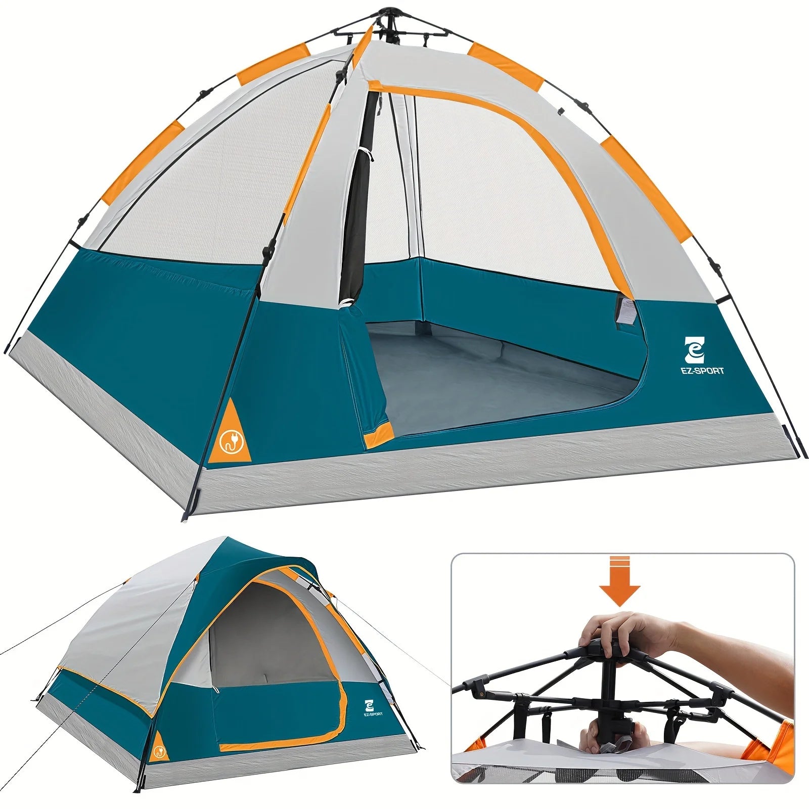 4 Person Pop Up Camping Tent With Removable Rain Fly