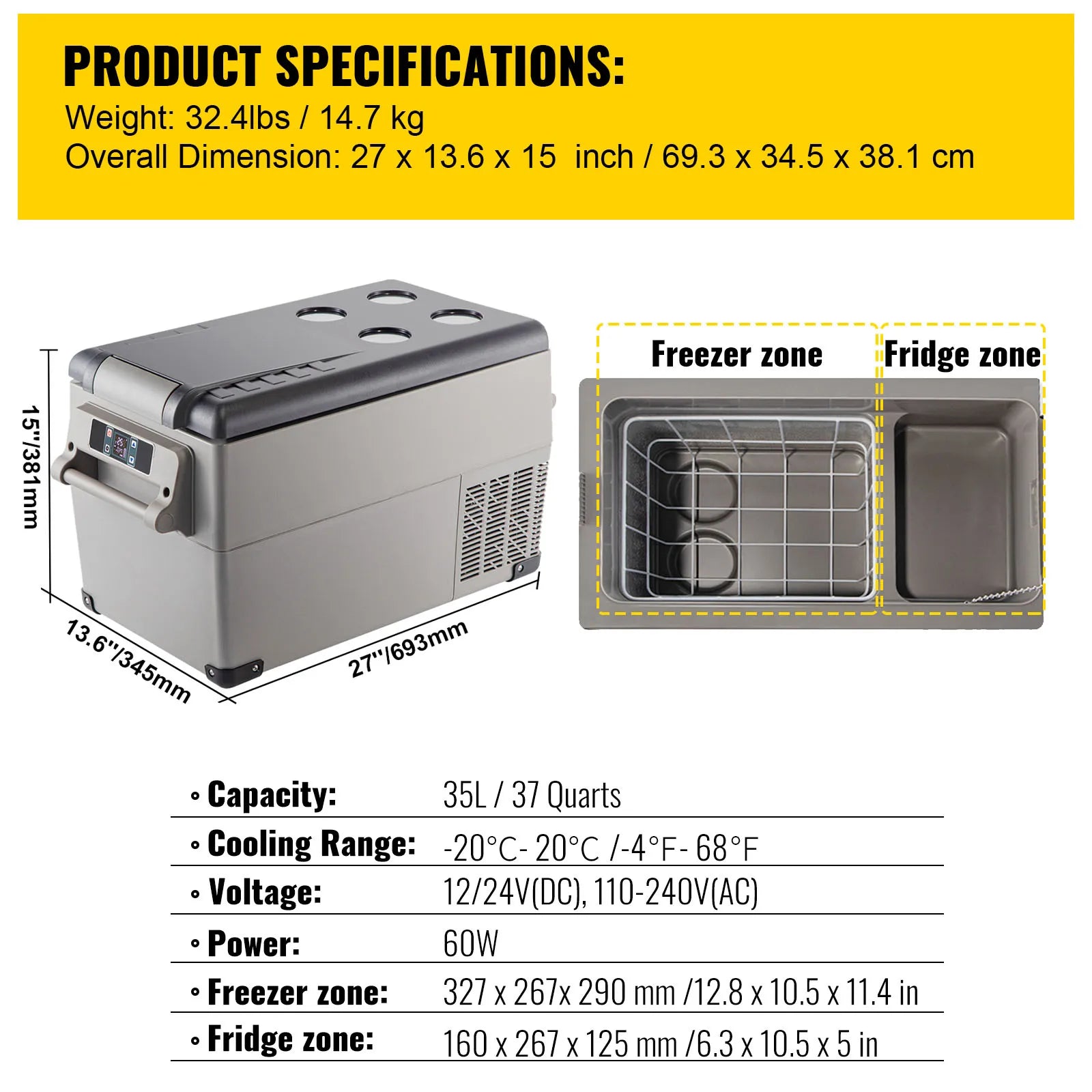 SucceBuy Portable Compressor Freezer Cooler