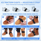Ice Cleats Crampons with Tungsten Studs for Shoes and Boots, Easy Rotate Grippers