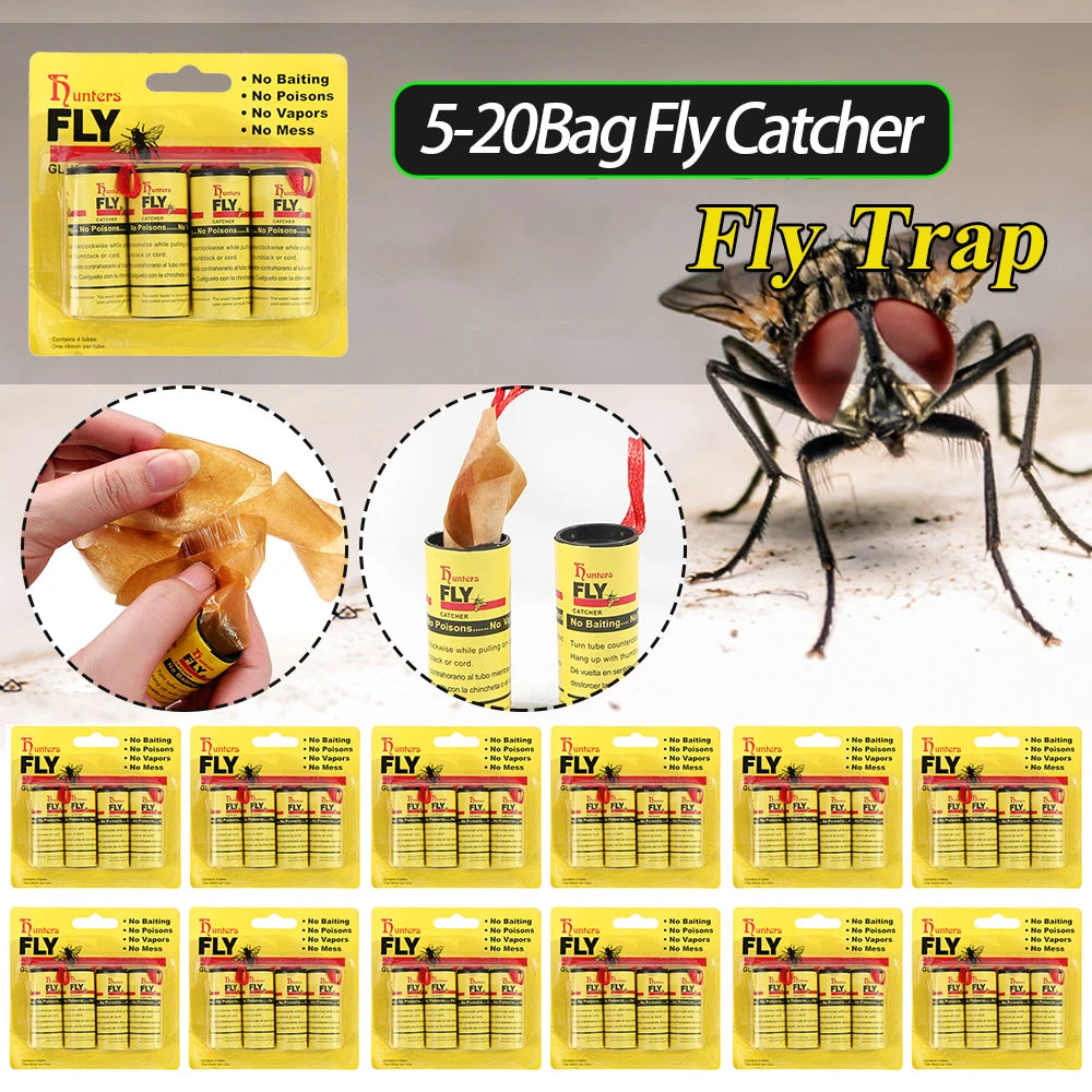 Sticky Trap Disposable Fly Trap Paper Strip Pest Control Sticky Glue Paper Non-Toxic Easy To Use Indoor Outdoor Use