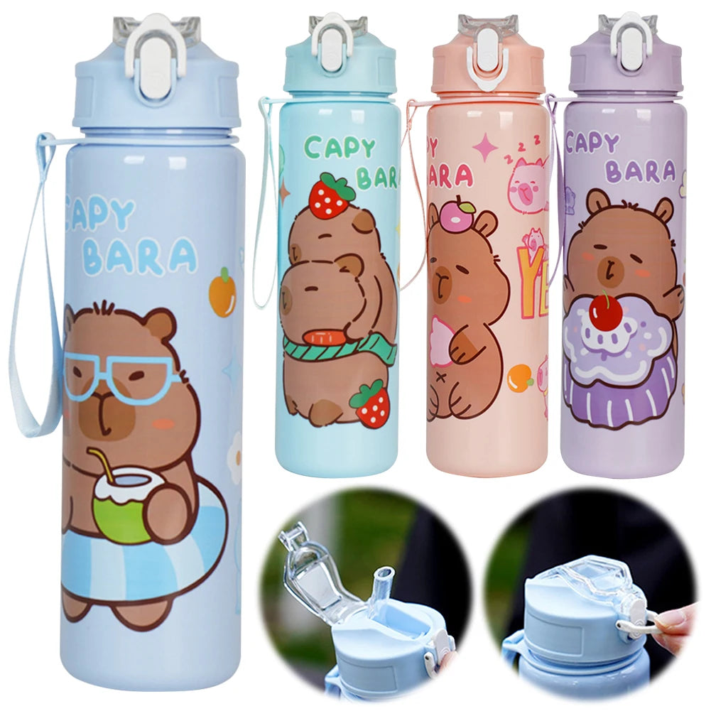 700ml Capybara Cute Water Cup with Straw & Handle for Fitness Sports