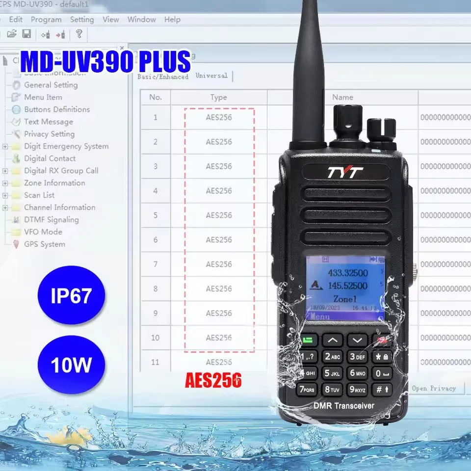 Waterproof Digital Walkie Talkie Encryption Dual Band UV Transceiver