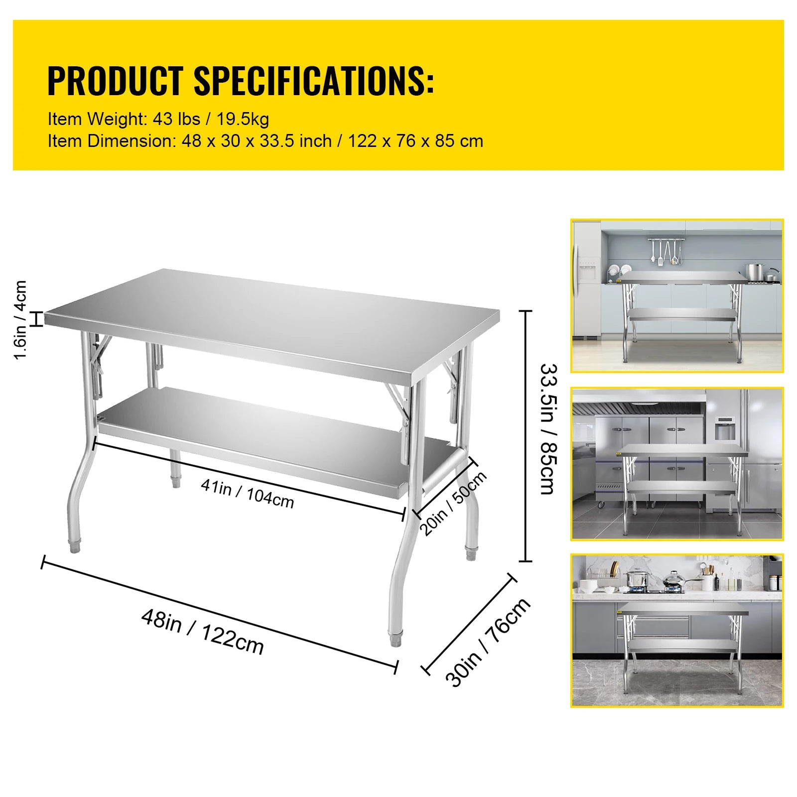 Professional SucceBuy Single/Double-Shelf Work Prep Table
