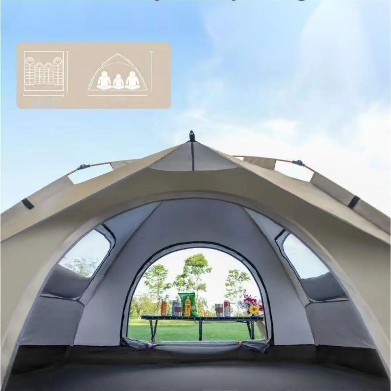 Outdoor Camping Tent With Two Doors and Two Windows