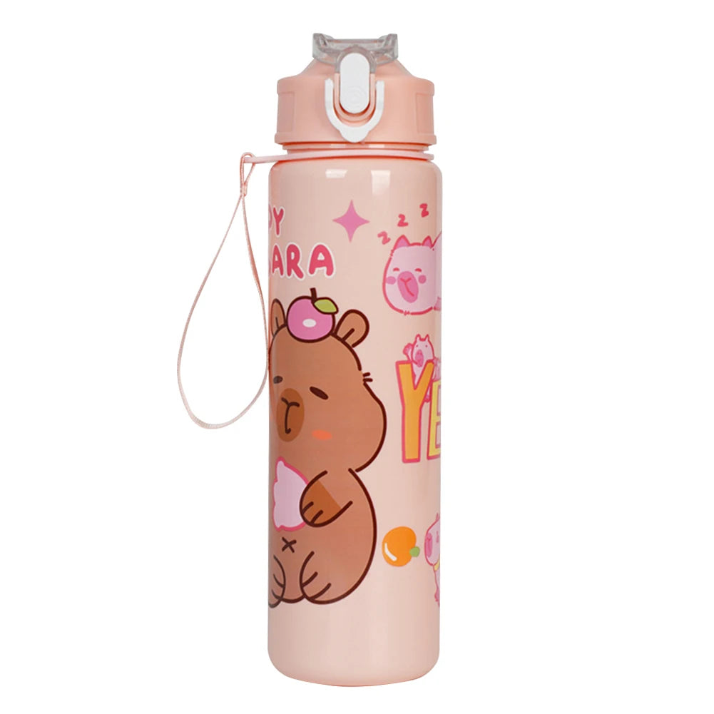 700ml Capybara Cute Water Cup with Straw & Handle for Fitness Sports