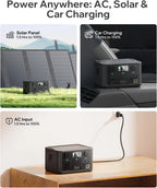 300W Portable Power Station 192Wh LiFePO4 Battery, 600W Surge, 1.5H Fast Charge, Solar Compatible for Camping Emergency Home Use