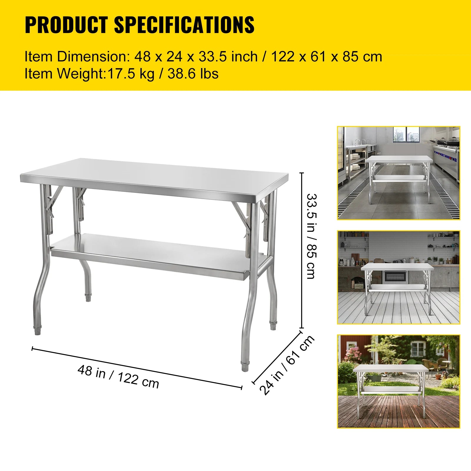 Professional SucceBuy Single/Double-Shelf Work Prep Table