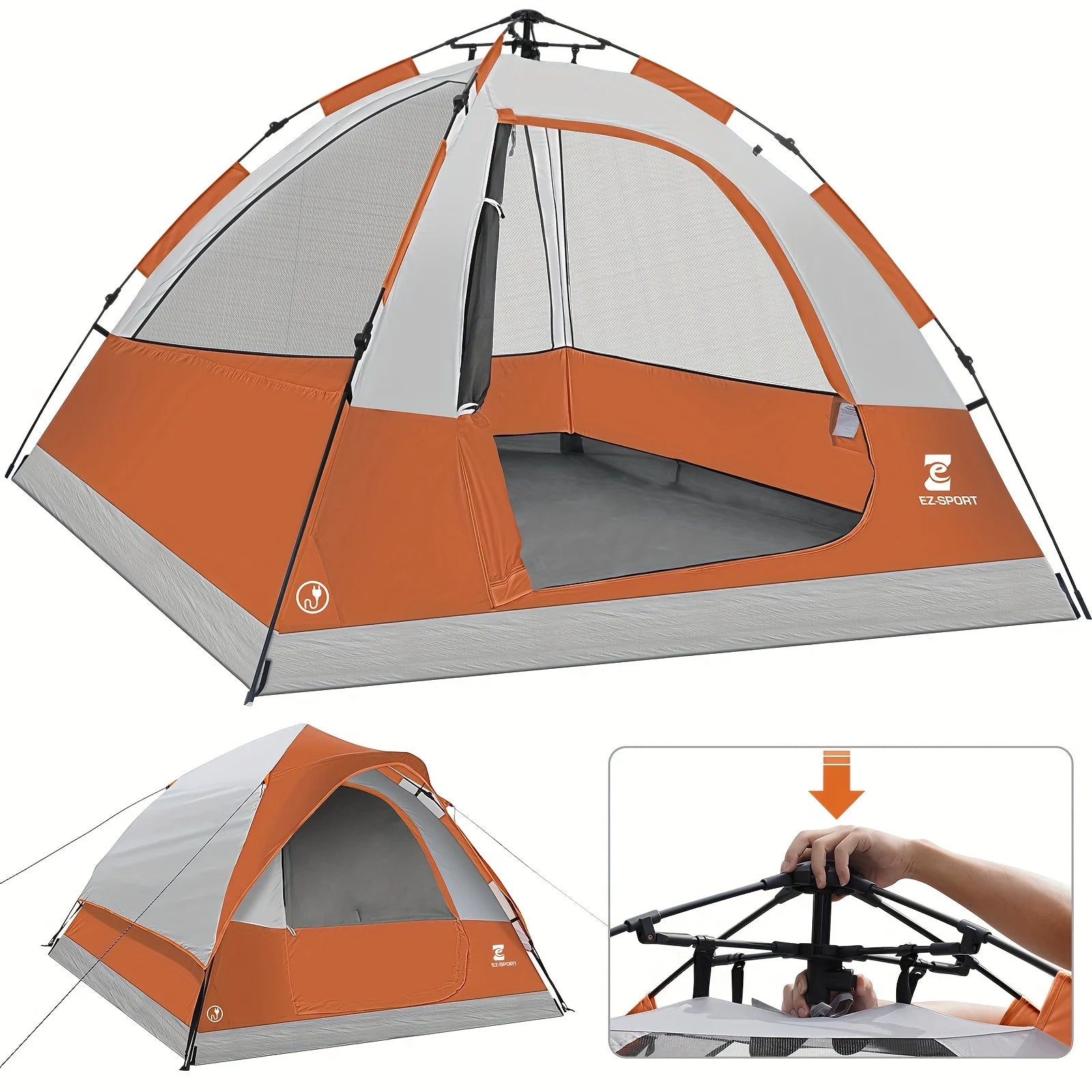 4 Person Pop Up Camping Tent With Removable Rain Fly