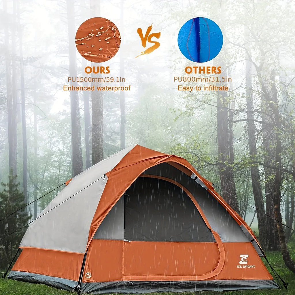 4 Person Pop Up Camping Tent With Removable Rain Fly